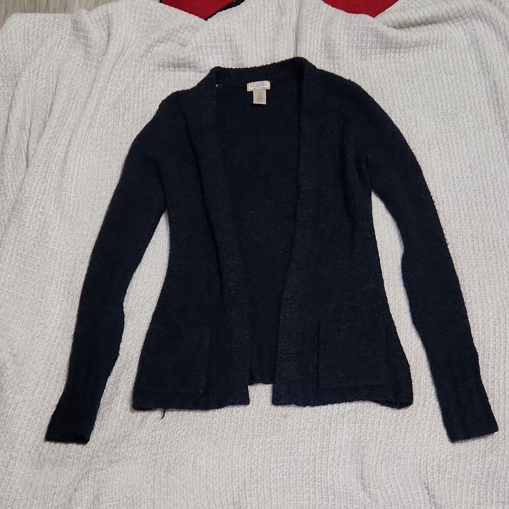 Arizona Jean Company Knit Cardigan Sweater Black Long Sleeve Pockets Womens M